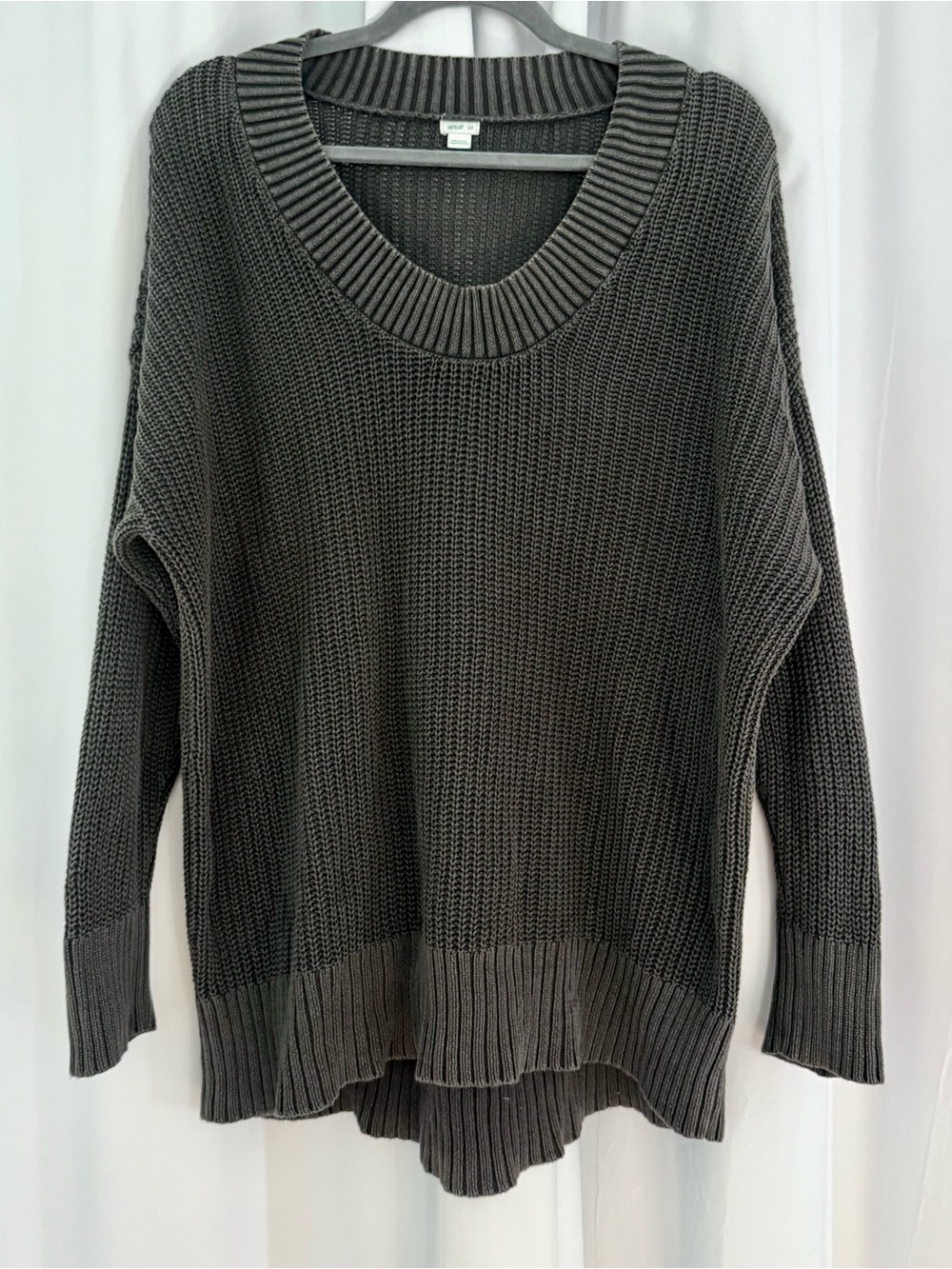 Aerie Women’s Small Oversized Chunky Ribbed Knit Sweater Scoop Neck 100% Cotton